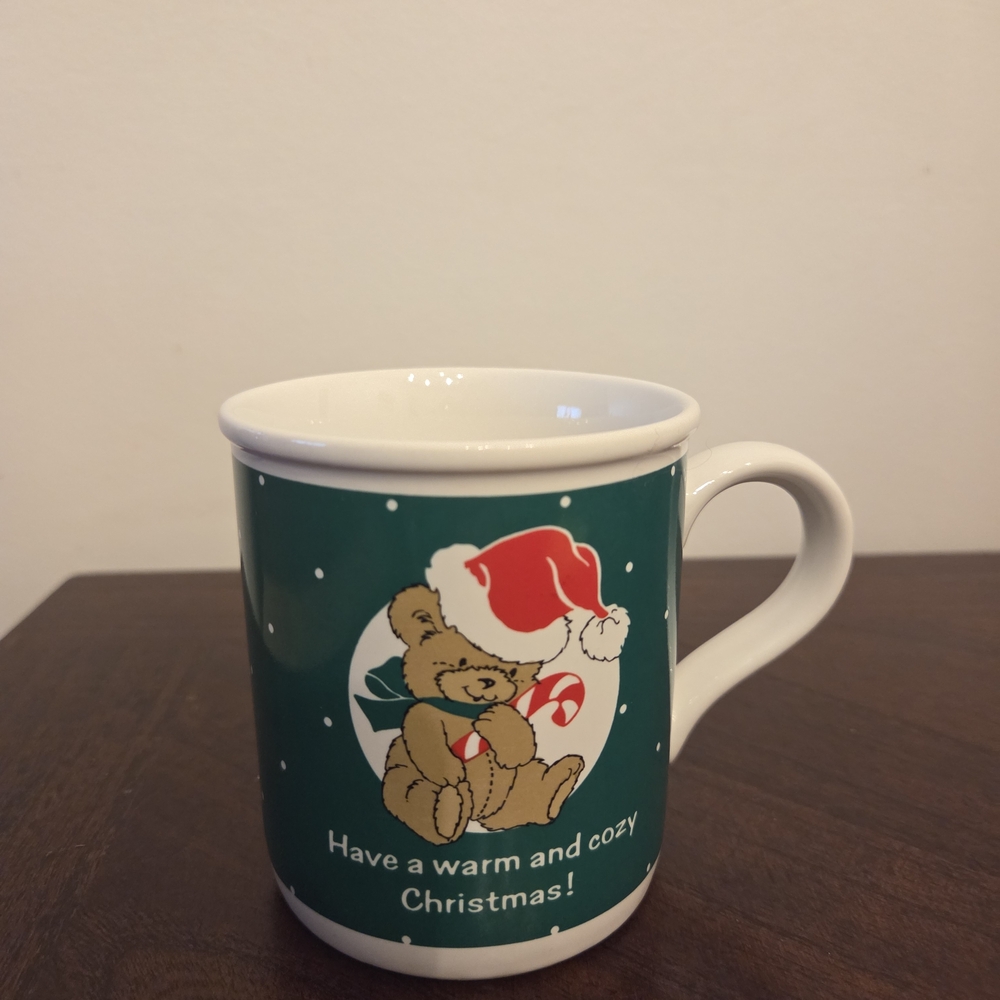 American Greetings Festive Bear Mug - Green and White